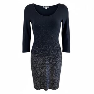 Nikibiki Women’s One Size Bodycon Silver Splatter Scoop Neck Dress 3/4 Sleeve